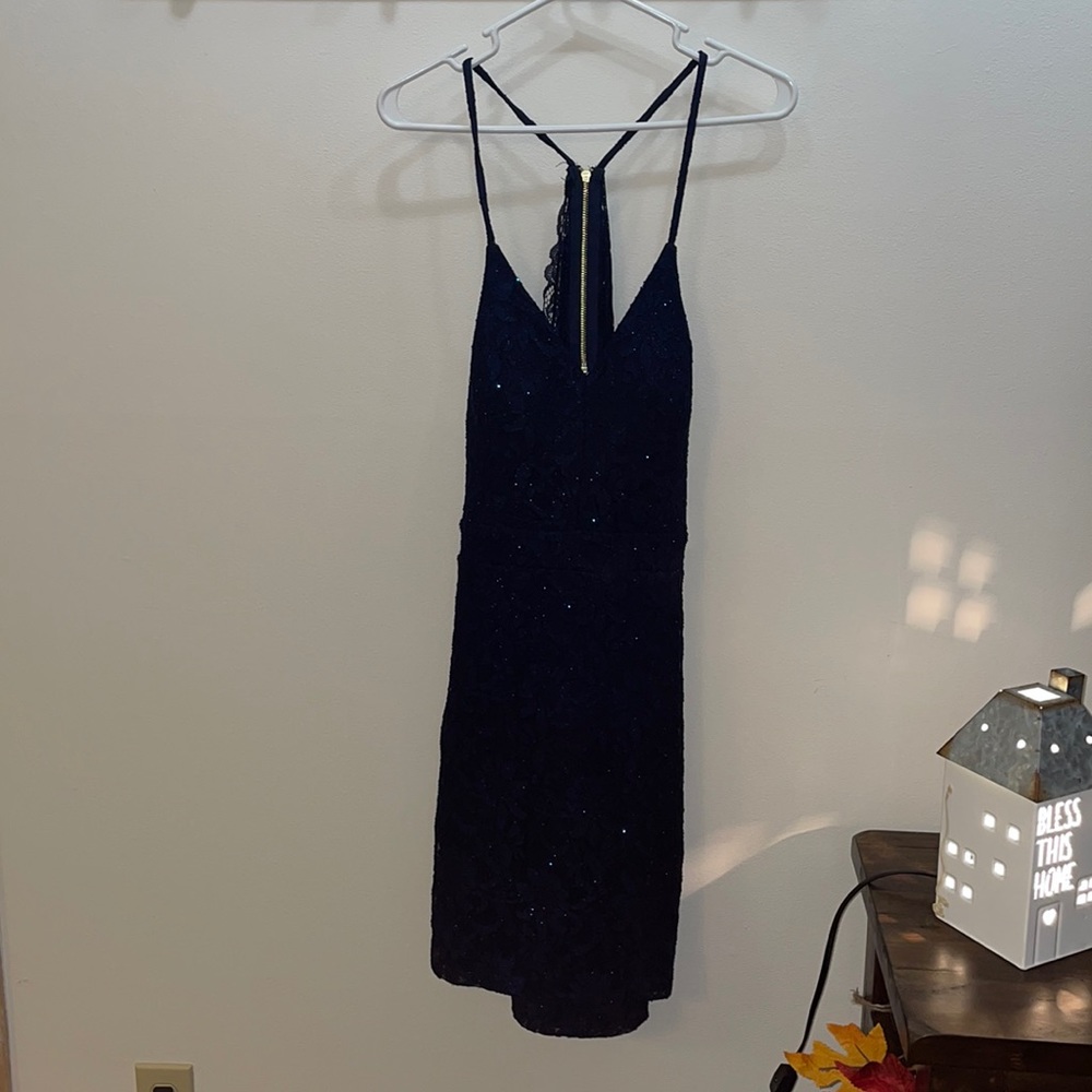 Navy Blue Sparkle Homecoming Dress, Size 15